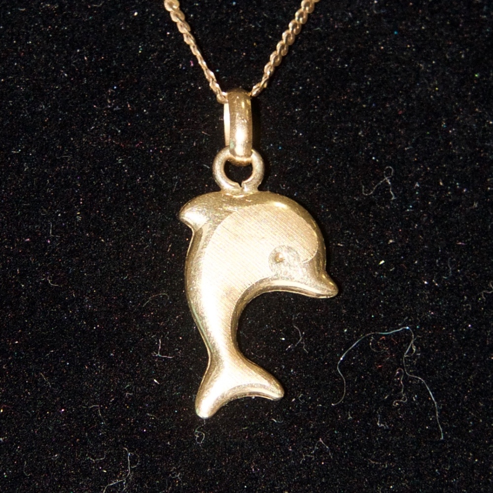 My 14k Yellow Gold Dolphins Necklace